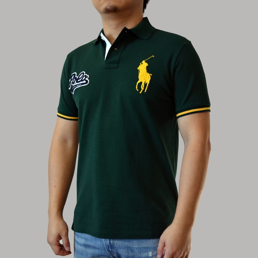 Polo by Ralph Lauren Dark Green Polo Shirt with Yellow Logo
